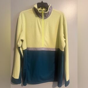 Reel Life Men's Grid Fleece 1/2 zip sunny lime pullover sweatshirt size L NWT